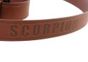 Pasek Skórzany Arucce (PL) Tłoczony Napis "SCORPION" Z METALOWĄ KOŃCÓWKĄ Skóra Naturalana EXTRA 40 mm BRĄZOWY