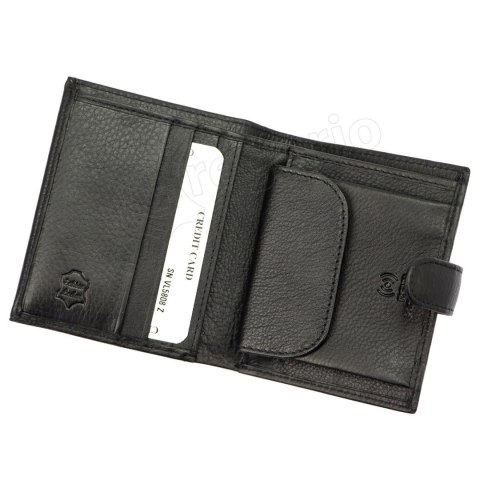 Portfel ALBATROSS (PL) Skóra Naturalna Mały Z Zapięciem Praktyczna Kieszeń Na Karty CZARNY VL5808 RFID 10,5 x 9 x 2,5 [cm]