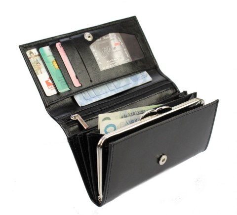 Portfel Damski ELKOR (PL) Długi Klamra Skóra Naturalna EL016B 17 x 9,5 x 2,5 [cm]