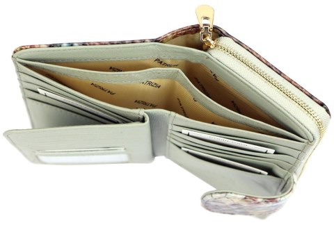 Portfel Damski Skóra Naturalna PATRIZIA Duży Z Suwakiem Piórnik Lakierowany VL-116 NIEBIESKI RFID 16,5 x 9 x 3,5 [cm]