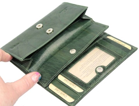 Portfel Damski Skórzany El Forest (PL) Skóra Bydlęca 856 18 RFID ZIELONY 15 x 9 x 3 [cm]