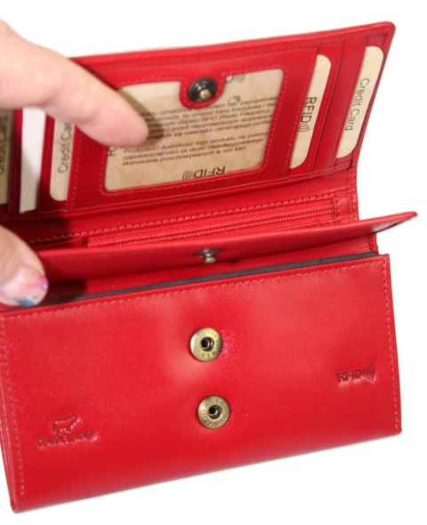 Portfel Damski Skórzany El Forest (PL) Skóra Bydlęca 856 47 RFID CZERWONY 15 x 9 x 3 [cm]