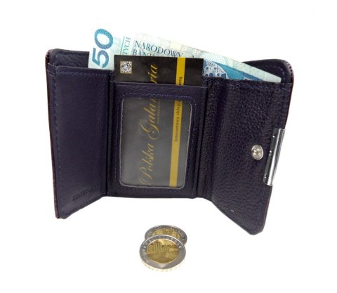 Portfel Damski Skórzany JENNIFER JONES Skóra Licowa Lakierowany Mały Z Klamrą JJ5287-2 9,5 x 7,5 x 1,5 [cm]