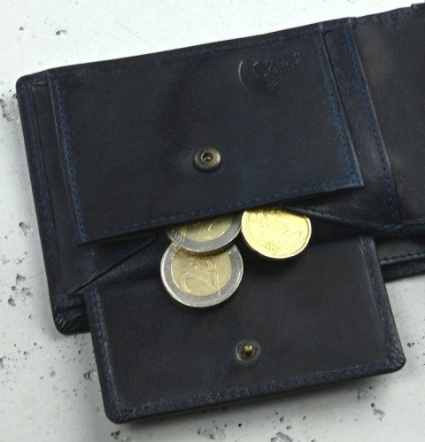 Portfel Męski ROVICKY Skóra Licowa Poziomy Dwa Skrzydełka N992A-HP/ 3278 RFID ,,GODŁO,, GRANATOWY 12.5 x 9 x 2 [cm]