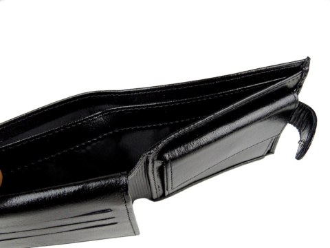 Portfel Męski Skórzany ANDRUS (PL) Skóra Licowa Duży Poziomy Z Zapięciem Jedno Skrzydełko Do Góry RIFD 13 x 10 x 2,5 [cm]