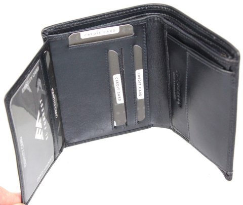 Portfel Męski Skórzany EL FORREST Skóra Bydlęca Duży Pionowy Bez Zapięcia Dwa Skrzydełka RFID CZARNY 896 301 13 x 10 x 3 [cm]
