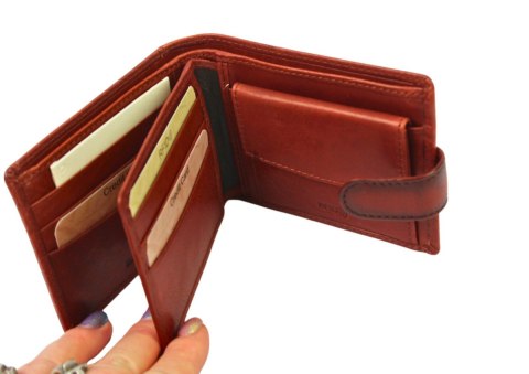 Portfel Męski Skórzany EL FORREST Średni Poziomy Z Zapięciem Jedno Skrzydełko 850 29 RFID BRĄZOWY 11.5 x 9 x 3 [cm]