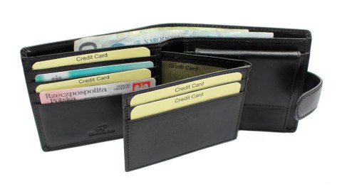 Portfel Męski Skórzany EL FORREST Średni Poziomy Z Zapięciem Z Wyciąganą Wkładką CZARNY RIFD 875 67 12 x 10 xm 3,5 [cm]