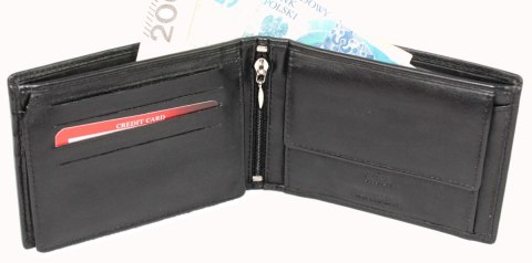 Portfel Męski Skórzany MONEY KEPPER Skóra Naturalna Duży Poziomy Bez Zapięcia Jedno Skrzydełko Do Góry KK12 13 x 10 x 3 [cm]