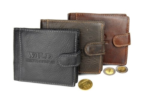 Portfel Męski WILD Skóra Licowa Mały Poziomy Z Zapięciem RFID 5504-1 11.5 x 8.5 x 2 [cm]