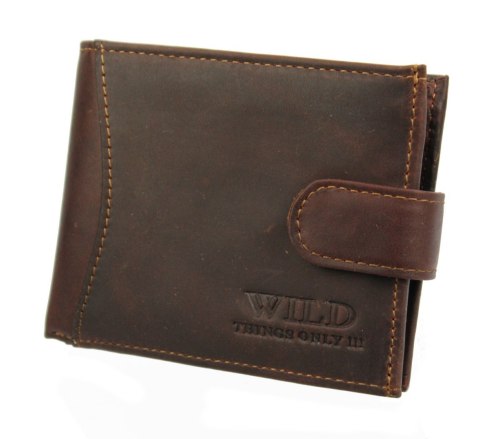 Portfel Męski WILD Skóra Licowa Mały Poziomy Z Zapięciem RFID 5504-1 11.5 x 8.5 x 2 [cm]