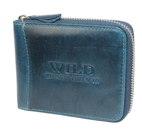 Portfel Skórzany WILD Skóra Licowa Duży Poziomy Metalowy Suwak RFID WI5267 12,5 x 9,5 x 2 [cm]
