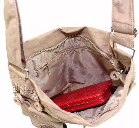 Stylowa Lekka Materiałowa Torba Średnia Kwadrat Listonoszka Na Ramię Bag Street NR 2221 BEŻOWY Stylowa Lekka Materiałowa Torba Średnia Kwadrat Listonoszka Na Ramię Bag Street NR 2221 BEŻOWY
