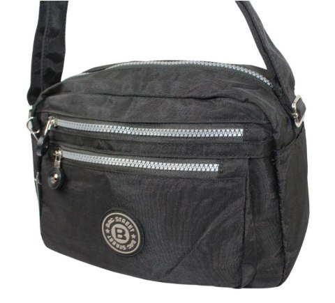 Stylowa Lekka Materiałowa Torba Kresz Wodoodporna Pozioma Średnia Na Ramię Bag Street NR 2245 CZARNY 28 x 19 x 12 [cm]