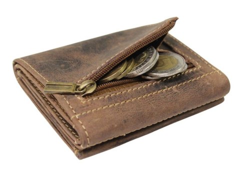 Portfel Męski Skórzany Jennifer Jones Skóra Licowa Mały Poziomy Bez Zapięcia 5469 RFID BRĄZOWY 9 x 7,5 x 2 [cm]