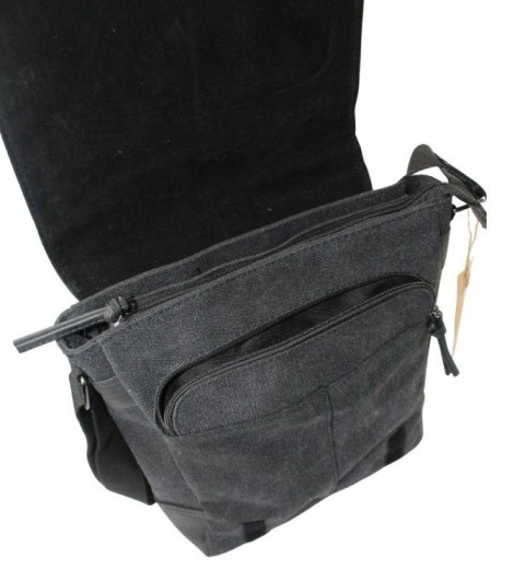 Skórzana Torba JENNIFER JONES Listonoszka Ze Skórzaną Klapką 4527 CZARNA 32 x 29 x 9