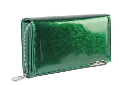 Portfel Damski Skórzany JENNIFER JONES Skóra Licowa Duży Z Suwakiem Czerwony Lakierowany Wzór 2 JJ5261-12 15,5 x 10 x 4 [cm]