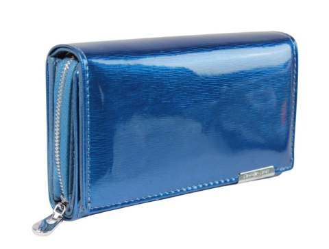 Portfel Damski Skórzany JENNIFER JONES Skóra Licowa Duży Z Suwakiem Czerwony Lakierowany Wzór 2 JJ5261-12 15,5 x 10 x 4 [cm]