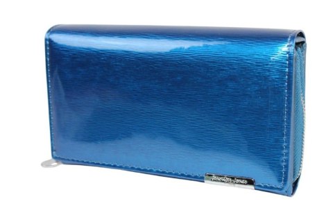 Portfel Damski Skórzany JENNIFER JONES Skóra Licowa Duży Z Suwakiem Czerwony Lakierowany Wzór 2 JJ5261-12 15,5 x 10 x 4 [cm]