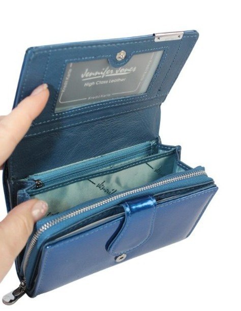 Portfel Damski Skórzany JENNIFER JONES Skóra Licowa Duży Z Suwakiem Czerwony Lakierowany Wzór 2 JJ5261-12 15,5 x 10 x 4 [cm]