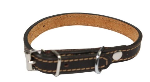 Solidna Obroża Dla Psa Czekoladowa z Beżową Nitką Skóra Naturalna 12 mm 20-28 [cm] WIREX (PL)