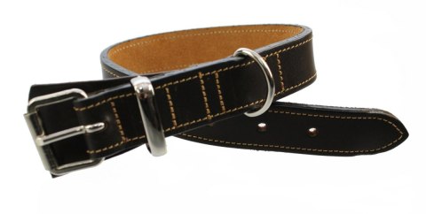Solidna Obroża Dla Psa Czekoladowa z Beżową Nitką Skóra Naturalna 20 mm 22-30 [cm] WIREX (PL)