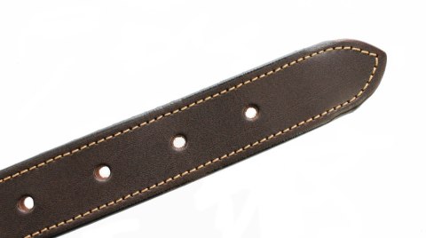 Solidna Obroża Dla Psa Czekoladowa z Beżową Nitką Skóra Naturalna 20 mm 22-30 [cm] WIREX (PL)