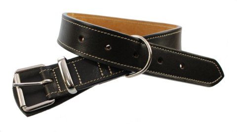 Solidna Obroża Dla Psa Czekoladowa z Beżową Nitką Skóra Naturalna 35 mm 54-66 [cm] WIREX (PL)