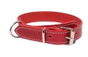 Solidna Obroża Dla Psa Czerwona z Białą Nitką Skóra Naturalna 25 mm 29/39 cm WIREX (PL)