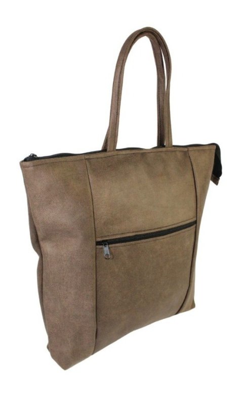 Torebka Na Zakupy Antoszczyk (PL) MARTA Ze Skóry Naturalnej Model Duży 41 x 38 x 8 [cm] CIEMNY BRĄZ Tekstura