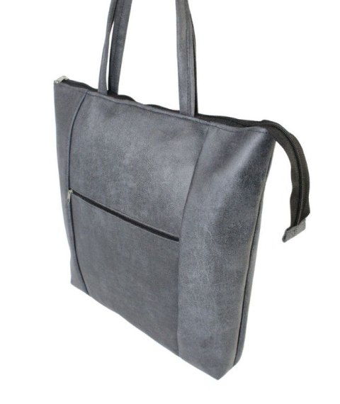Torebka Na Zakupy Antoszczyk (PL) MARTA Ze Skóry Naturalnej Model Duży 41 x 38 x 8 [cm] GRANATOWY Tekstura