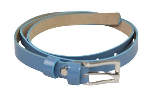 Pasek Damski Skórzany Gładki GRETOS (PL) 15 mm BŁĘKITNY LAKIEROWANY