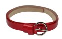 Pasek Damski Skórzany Gładki GRETOS (PL) 15 mm CZERWONY LAKIEROWANY