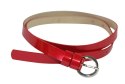 Pasek Damski Skórzany Gładki GRETOS (PL) 15 mm CZERWONY LAKIEROWANY