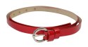 Pasek Damski Skórzany Gładki GRETOS (PL) 15 mm CZERWONY LAKIEROWANY
