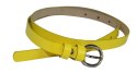 Pasek Damski Skórzany Gładki GRETOS (PL) 15 mm ŻÓŁTY LAKIEROWANY