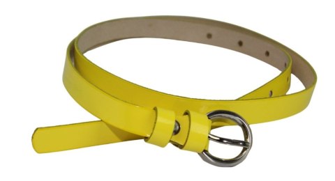 Pasek Damski Skórzany Gładki GRETOS (PL) 15 mm ŻÓŁTY LAKIEROWANY