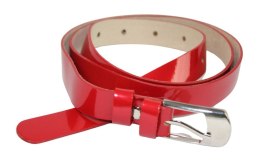 Pasek Damski Skórzany Gładki GRETOS (PL) 20 mm CZERWONY LAKIEROWANY