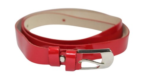 Pasek Damski Skórzany Gładki GRETOS (PL) 20 mm CZERWONY LAKIEROWANY