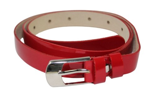 Pasek Damski Skórzany Gładki GRETOS (PL) 20 mm CZERWONY LAKIEROWANY