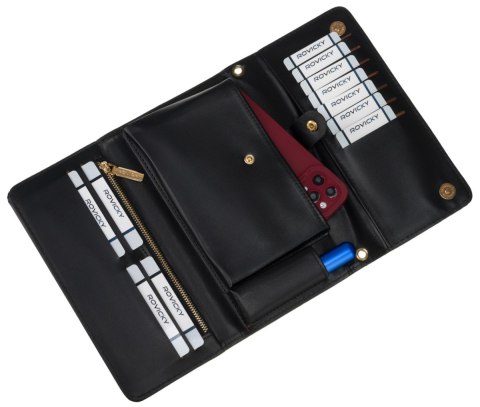 Portfel Damski Rovicky (PL) Skóra Włoska Poziomy z Funkcją Torebki R-MW-01-6083 CZARNY 21 x 11 x 4 [cm]