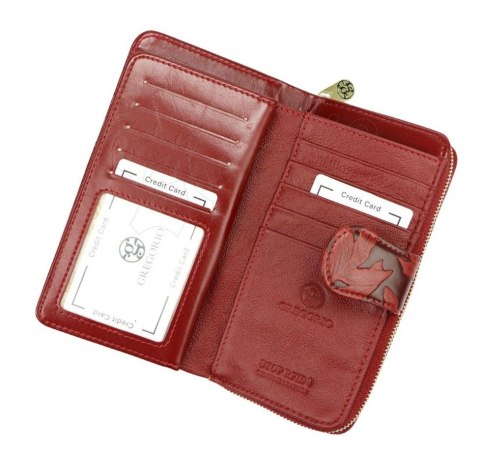 Portfel Damski Skóra Naturalna GREGORIO Z Suwakiem Piórnik RFID HL116 BEŻOWY 16 x 9,5 x 3 [cm]