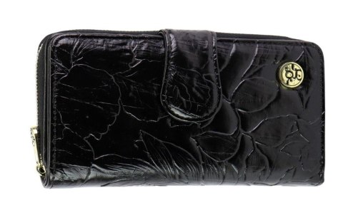 Portfel Damski Skóra Naturalna GREGORIO Z Suwakiem Piórnik RFID HL116 CZARNY 16 x 9,5 x 3 [cm]
