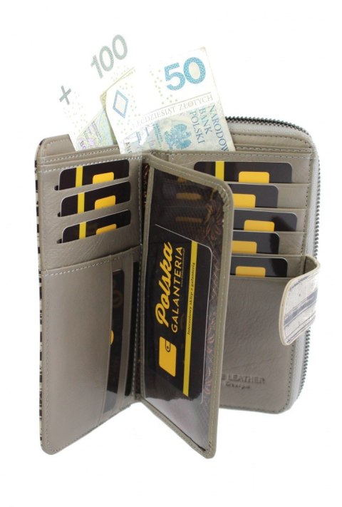 Portfel Damski Skóra Naturalna GREGORIO Z Suwakiem Piórnik RFID HL116 CZARNY 16 x 9,5 x 3 [cm]