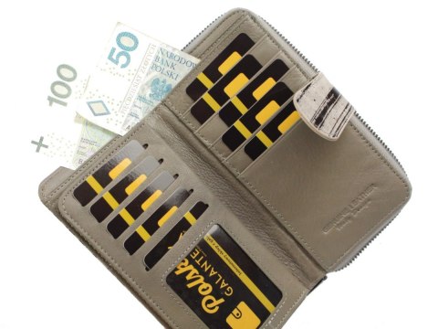 Portfel Damski Skóra Naturalna GREGORIO Z Suwakiem Piórnik RFID HL116 CZARNY 16 x 9,5 x 3 [cm]