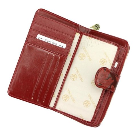 Portfel Damski Skóra Naturalna GREGORIO Z Suwakiem Piórnik RFID HL116 CZARNY 16 x 9,5 x 3 [cm]