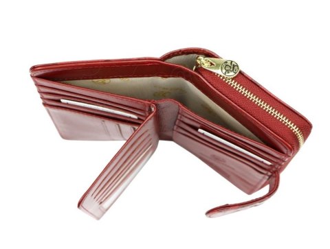 Portfel Damski Skóra Naturalna GREGORIO Z Suwakiem Piórnik RFID HL116 CZARNY 16 x 9,5 x 3 [cm]