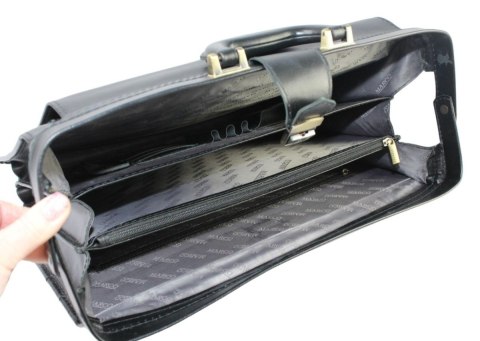 Skórzana Aktówka MARCO (PL) Torba Na Dokumenty Do Pracy CZARNA 43 x 32 x 10 [cm]