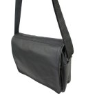 Skórzana Torba Na Ramię Pozioma GRETOS (PL) Listonoszka Z Klapką CZARNA 37 x 30 x 9 [cm]
