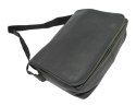 Skórzana Torba Na Ramię Pozioma GRETOS (PL) Listonoszka Z Klapką CZARNA 37 x 30 x 9 [cm]
